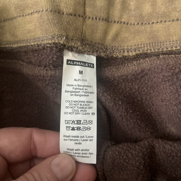Alphalete Joggers Mens M Sweatpants Drawstring Brown Gold Acid Wash - Picture 3 of 4